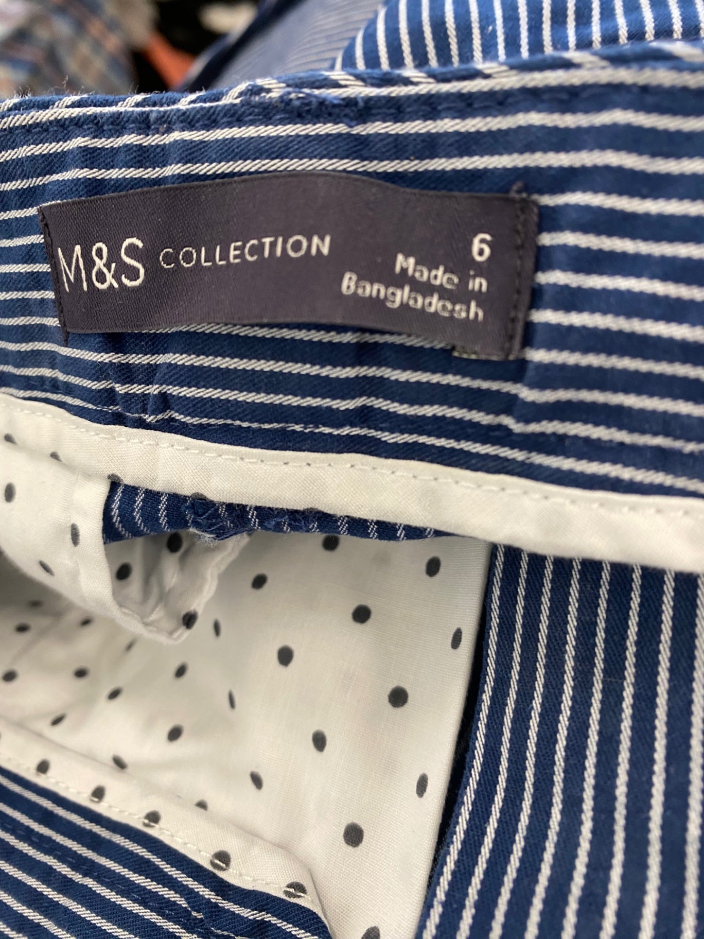 Amazing Marks & Spencers striped Trousers UK6 Long Navy HT149