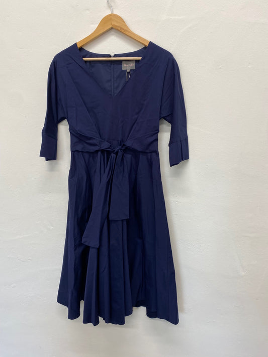 Amazing Phase Eight Taylor Tie Dress UK10 Navy blue new HL149
