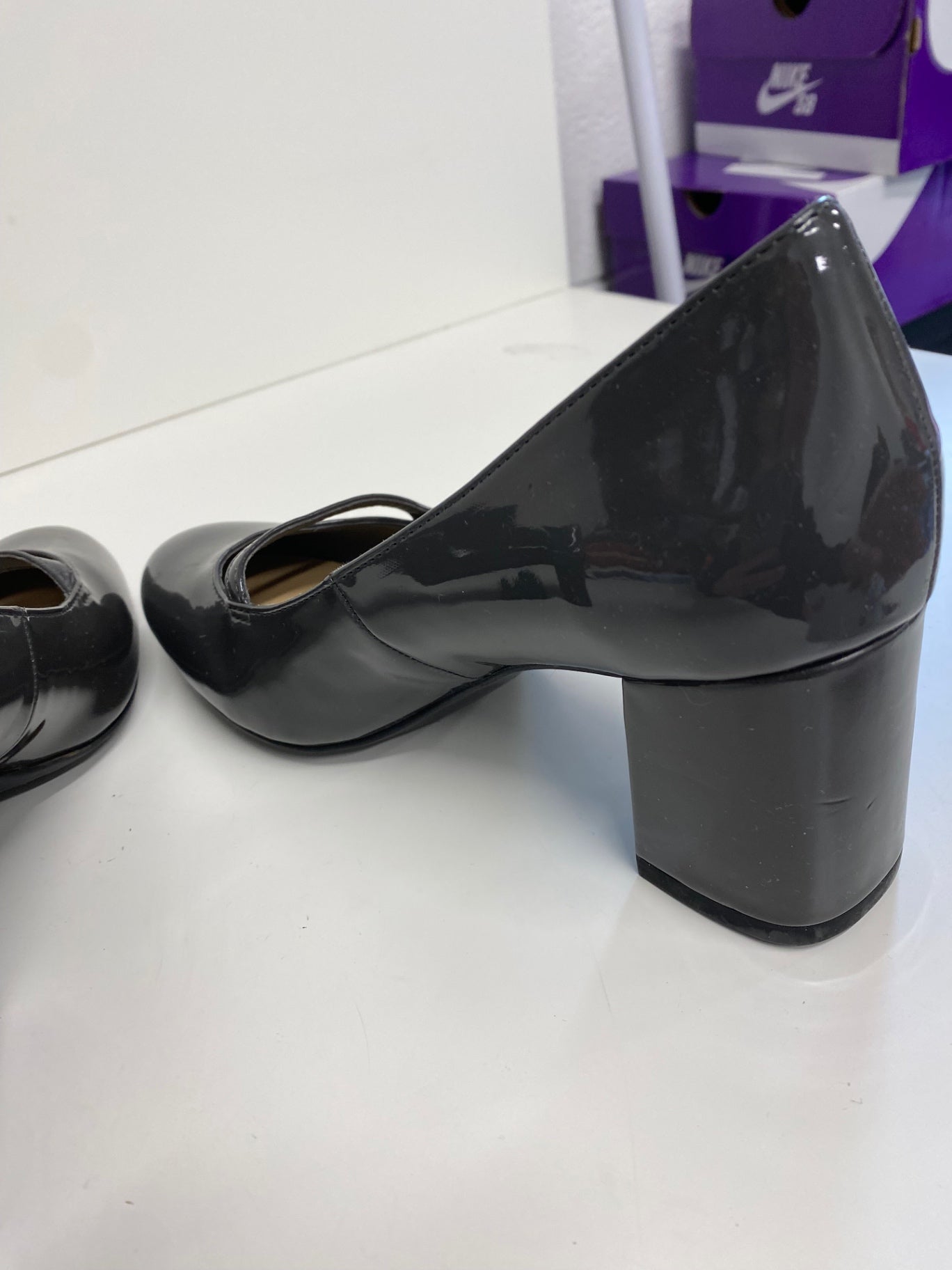 Amazing M&S Collection Mary Jane Court Shoes UK5 Grey Patent HL149