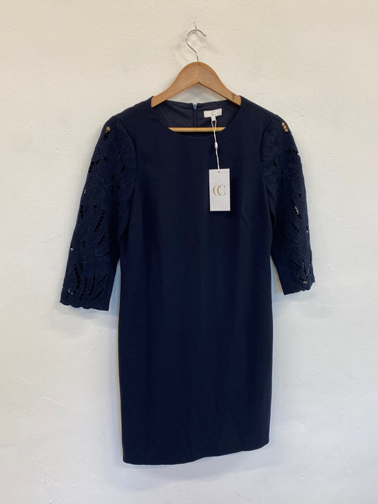 Amazing Country Casuals broderie formal Dress UK10 Navy Occasion events HB149