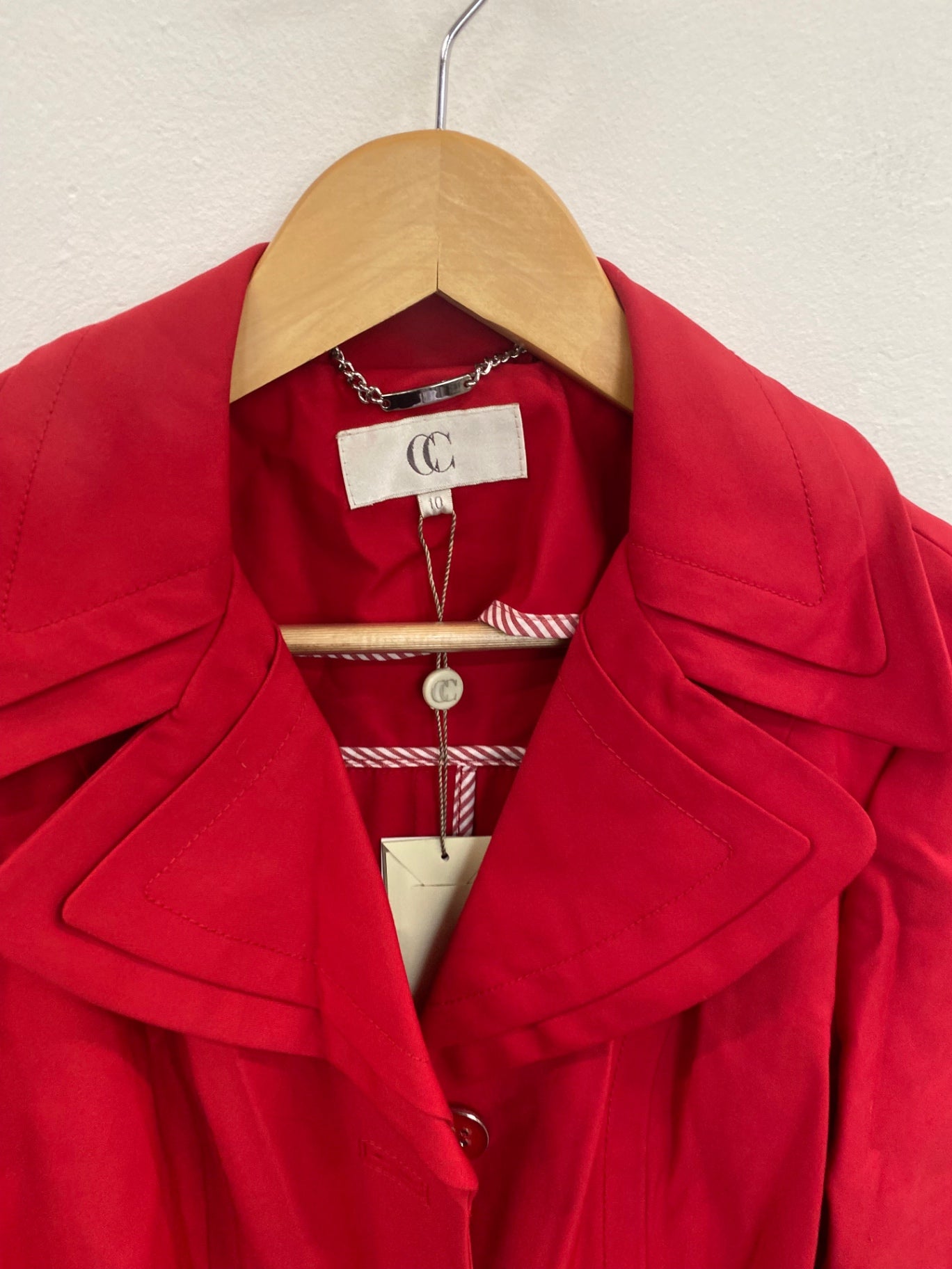 Amazing CC Country Casuals Trench Coat UK10 Red Mid Mac New HL149