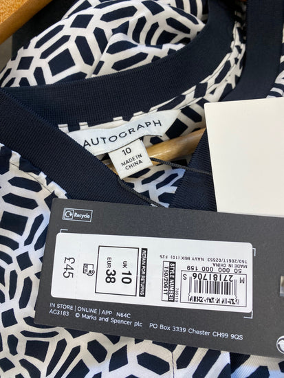 Amazing Autograph abstract Blouse New UK10  Black Monochrome HT149