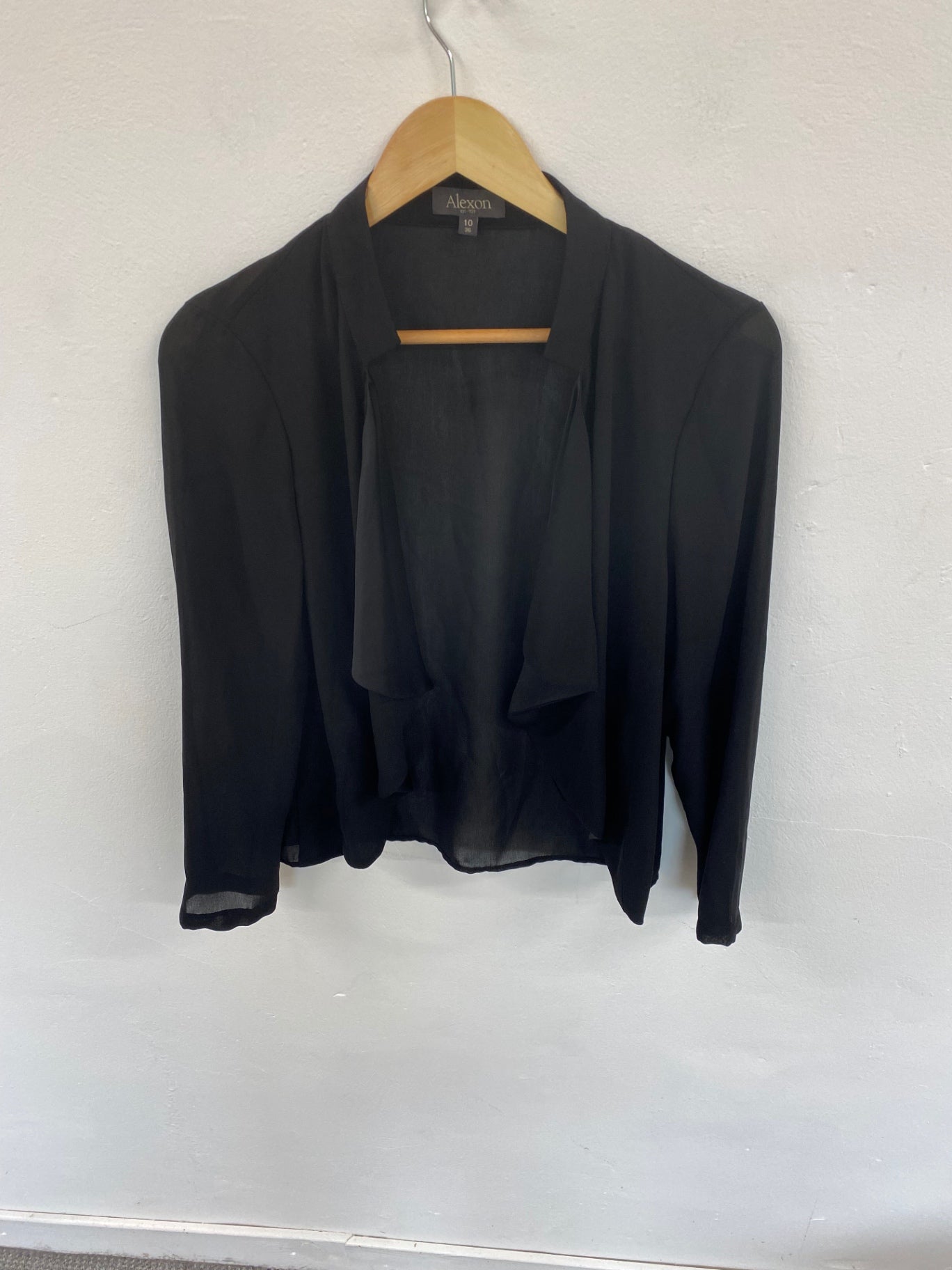 Fabulous Alexon lagenlook open front Blouse UK10 Black Occasion Party HT149