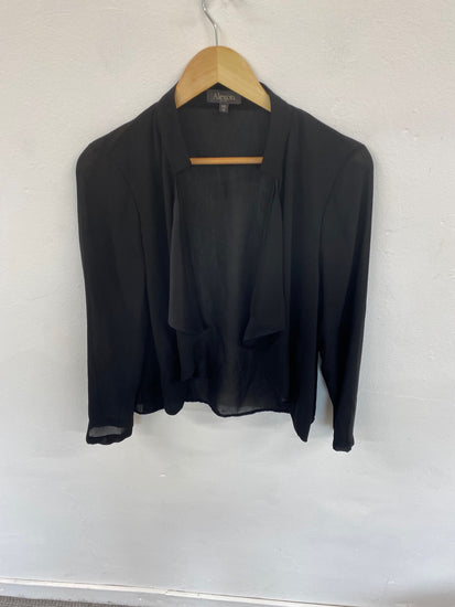 Fabulous Alexon lagenlook open front Blouse UK10 Black Occasion Party HT149