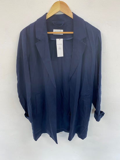 Fabulous M&S Classic Range lagenlook open Coat UK10 Navy Blue HT149