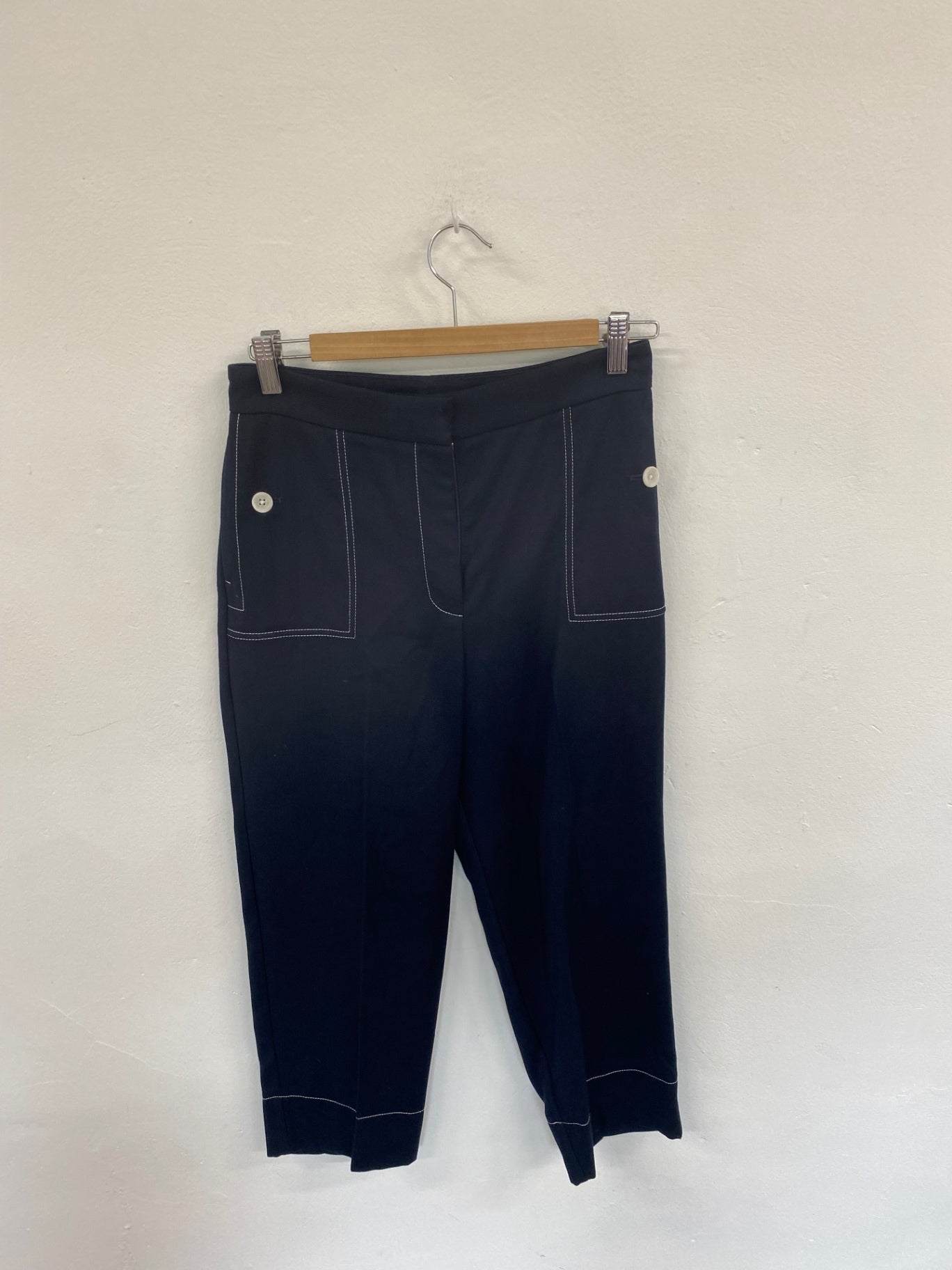 Fabulous M&S Collection Cropped trousers UK8 Navy White trim & pockets HT149