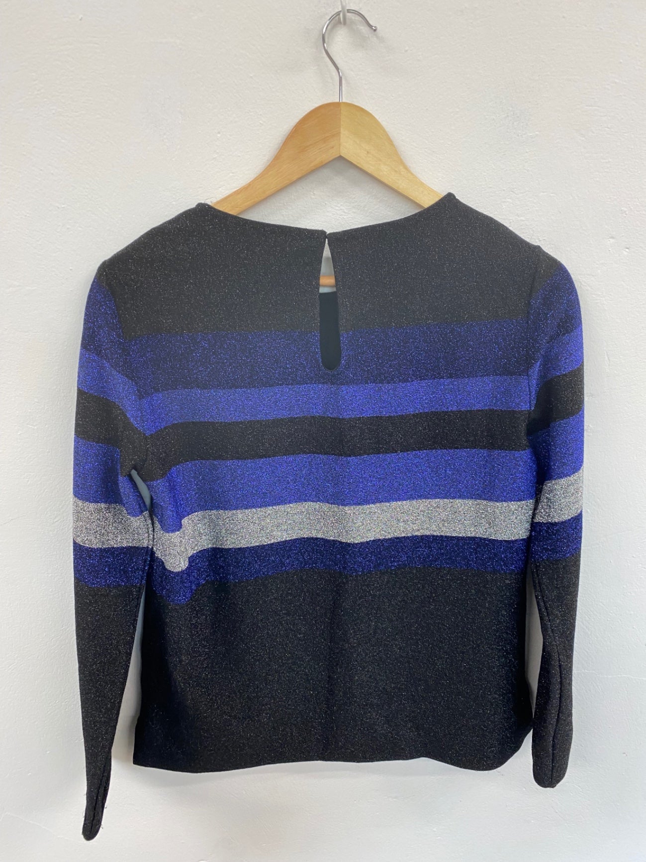 Fabulous Autograph  metallic striped shimmer Sweater UK10 Black & Blue HT149