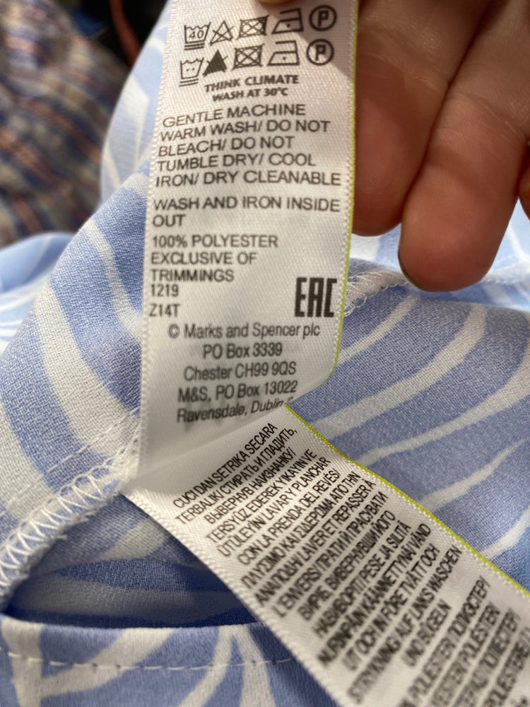 Fabulous M&S Tunic dress Uk8 Blue & white lightweight HT149