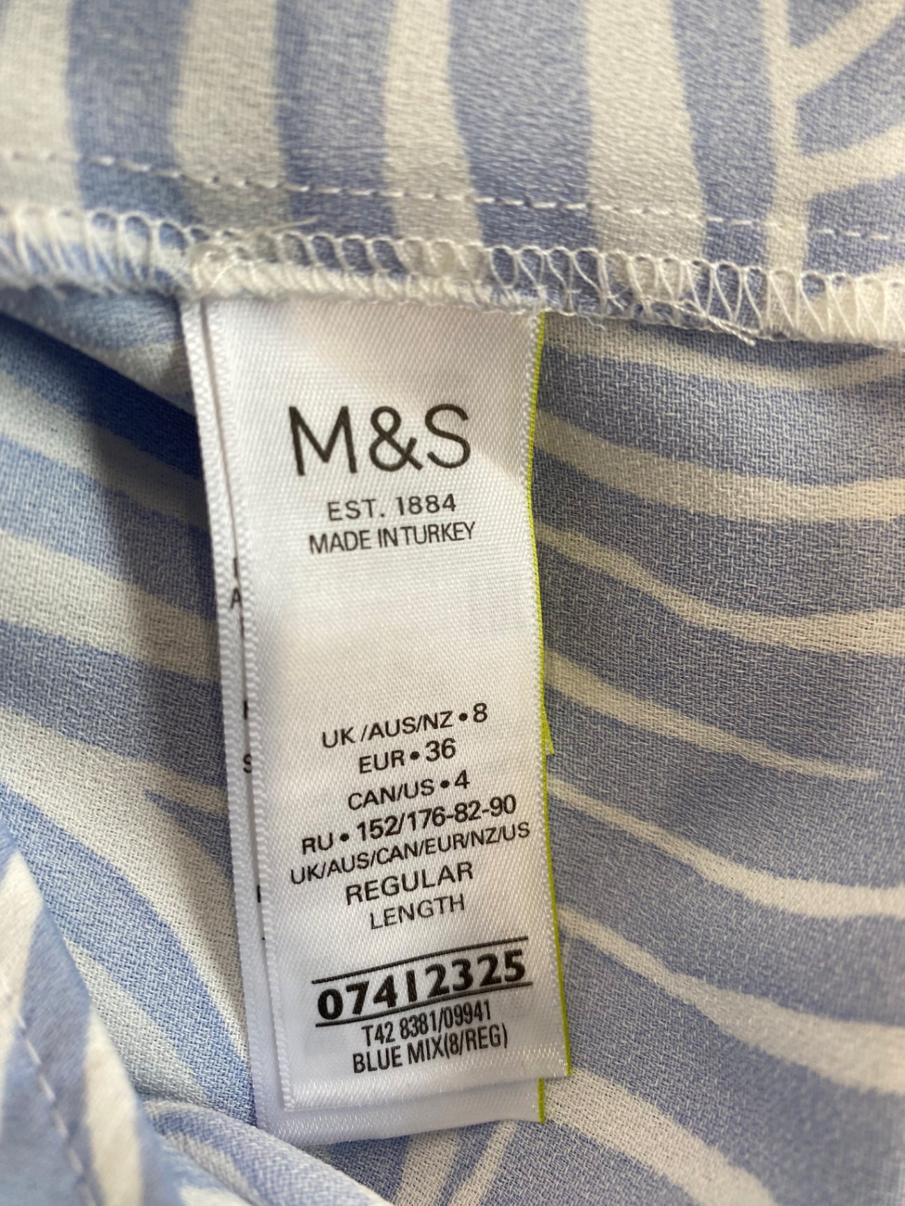 Fabulous M&S Tunic dress Uk8 Blue & white lightweight HT149