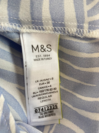 Fabulous M&S Tunic dress Uk8 Blue & white lightweight HT149