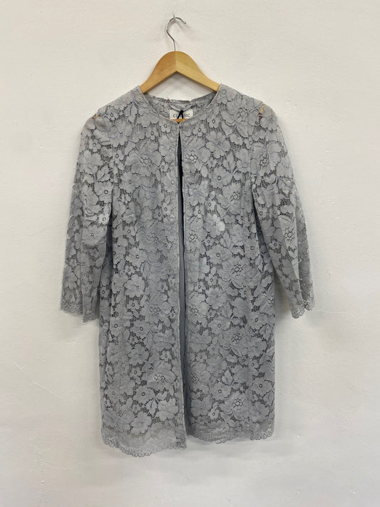 Amazing Marks & Spencers longline Weddings Occasion Formal Coat UK10 Grey blue HT149