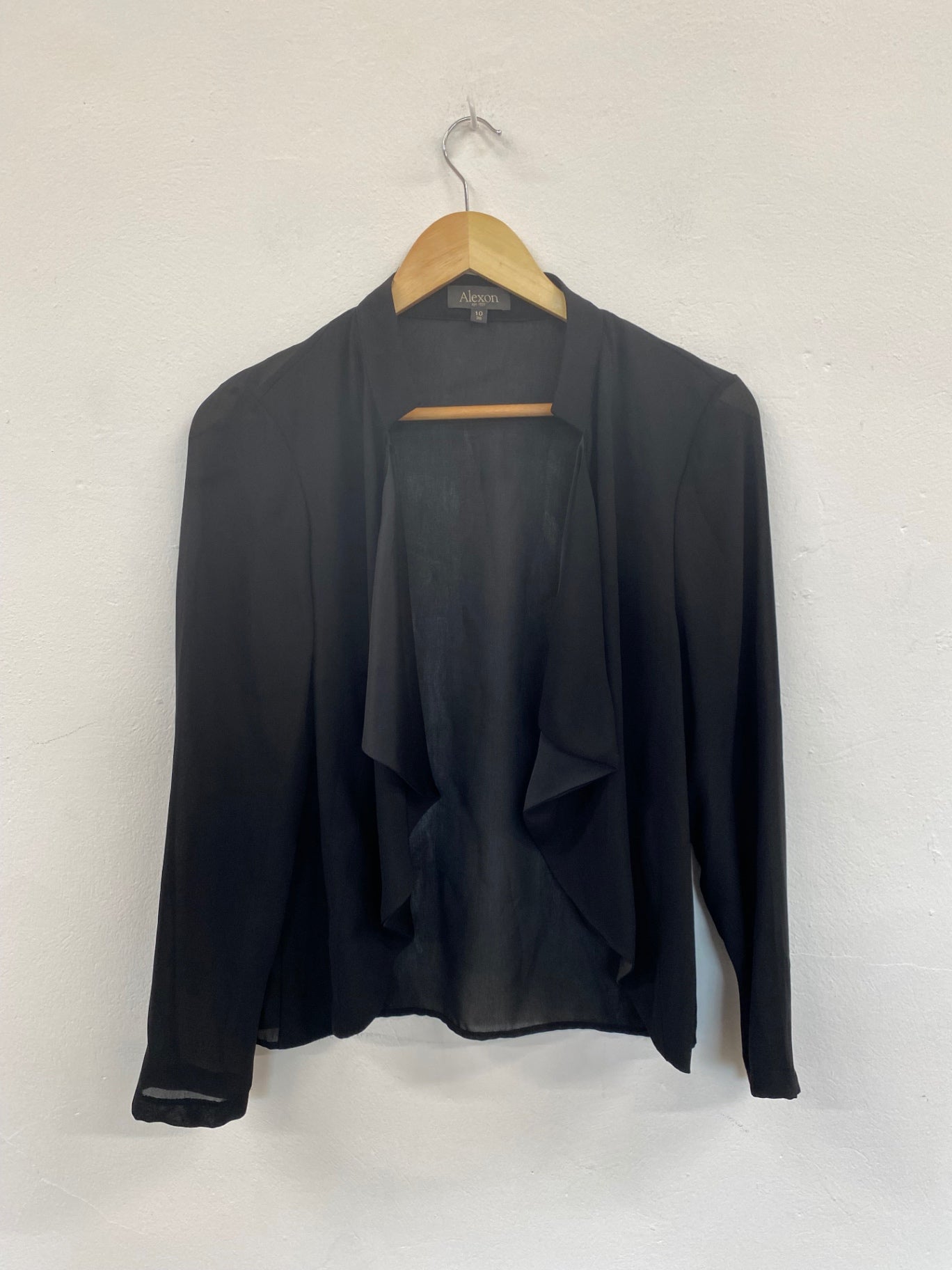 Fabulous Alexon lagenlook open front Blouse UK10 Black Occasion Party HT149