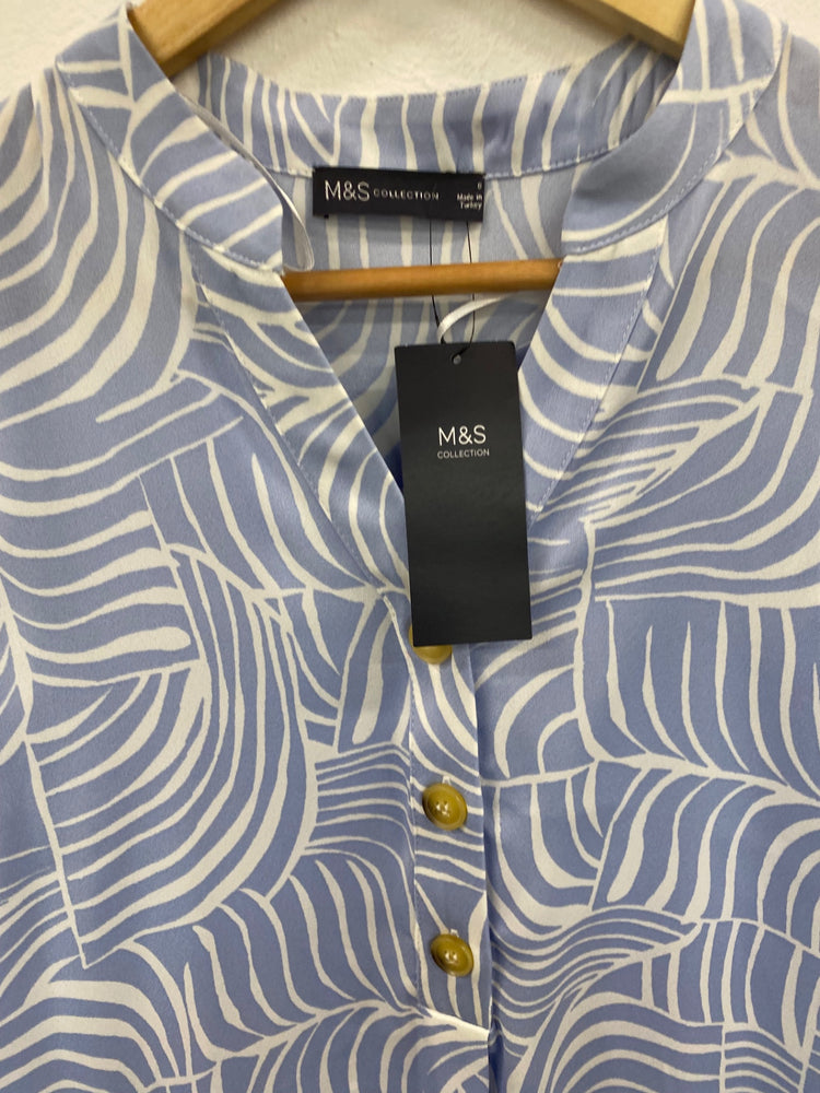 Fabulous M&S Tunic dress Uk8 Blue & white lightweight HT149