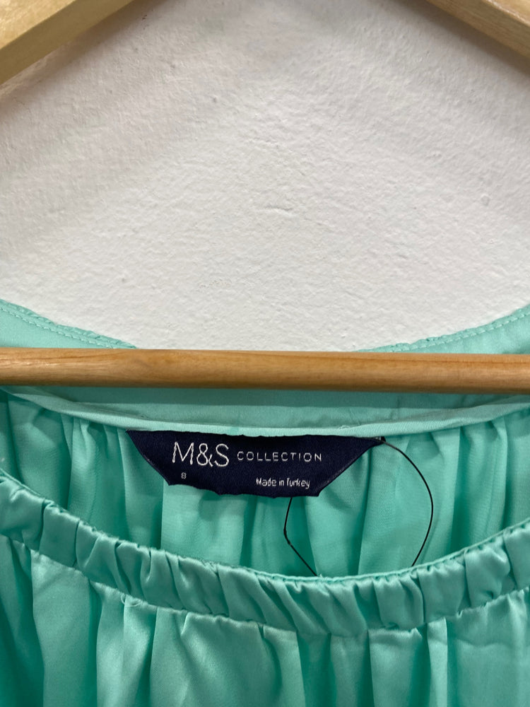 Fabulous M&S Collection Blouse UK8 Mint Green Puff sleeve HT149
