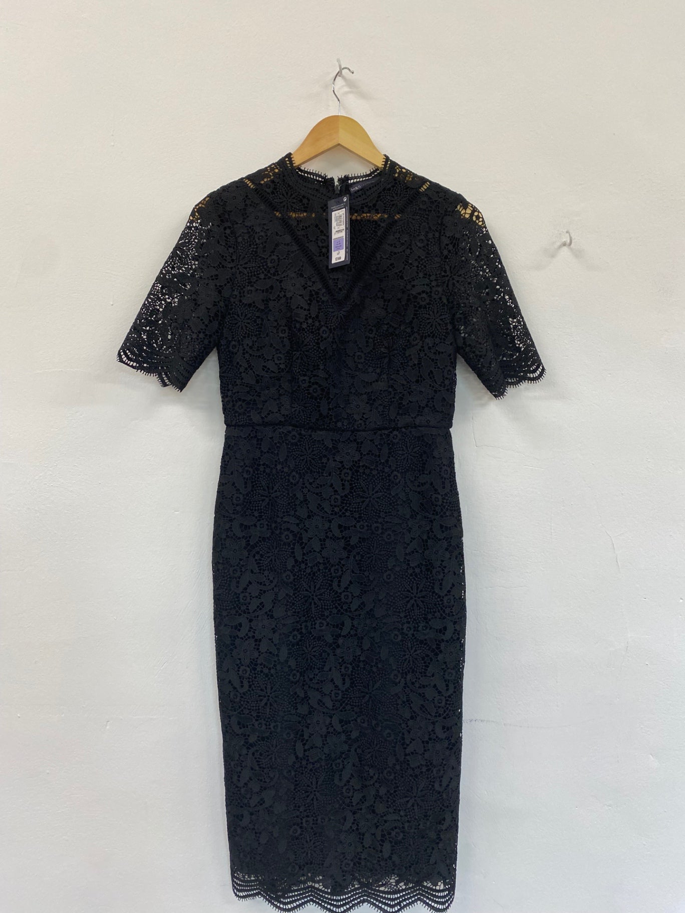 Amazing Marks &Spencer formal party occasion Dress Uk8 Black Overlay HT149