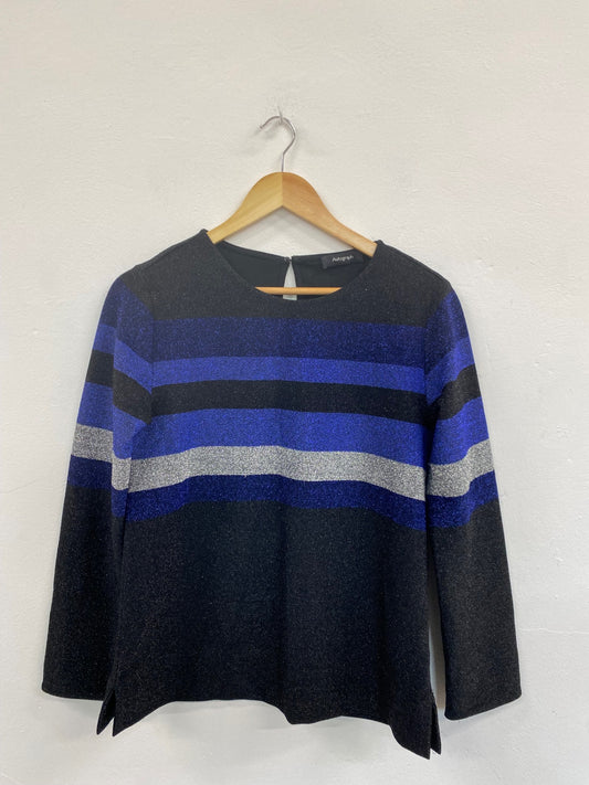 Fabulous Autograph metallic striped shimmer Sweater UK10 Black & Blue HT149