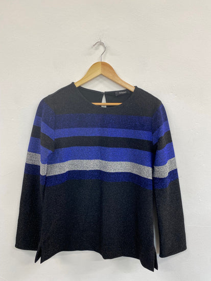 Fabulous Autograph  metallic striped shimmer Sweater UK10 Black & Blue HT149