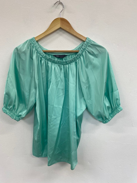 Fabulous M&S Collection Blouse UK8 Mint Green Puff sleeve HT149