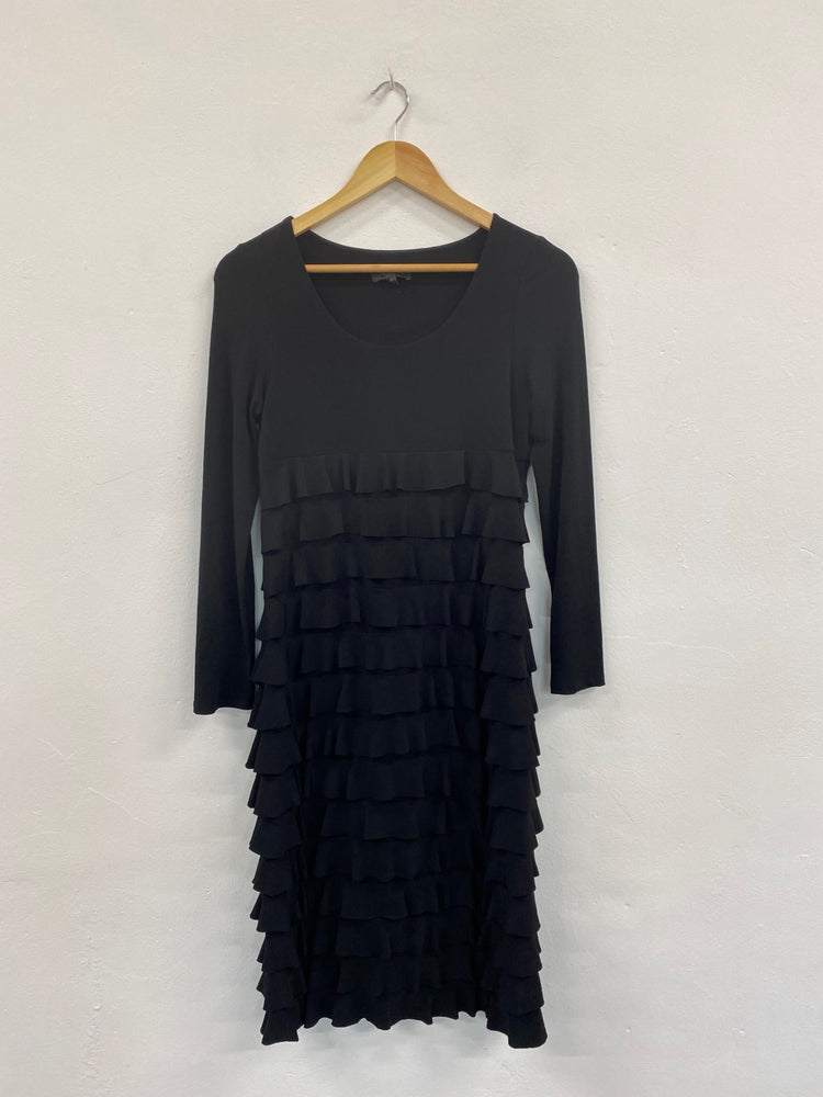 Fabulous Alexon 1920’s silhouette tiered Dress UK8 Black chic HT149