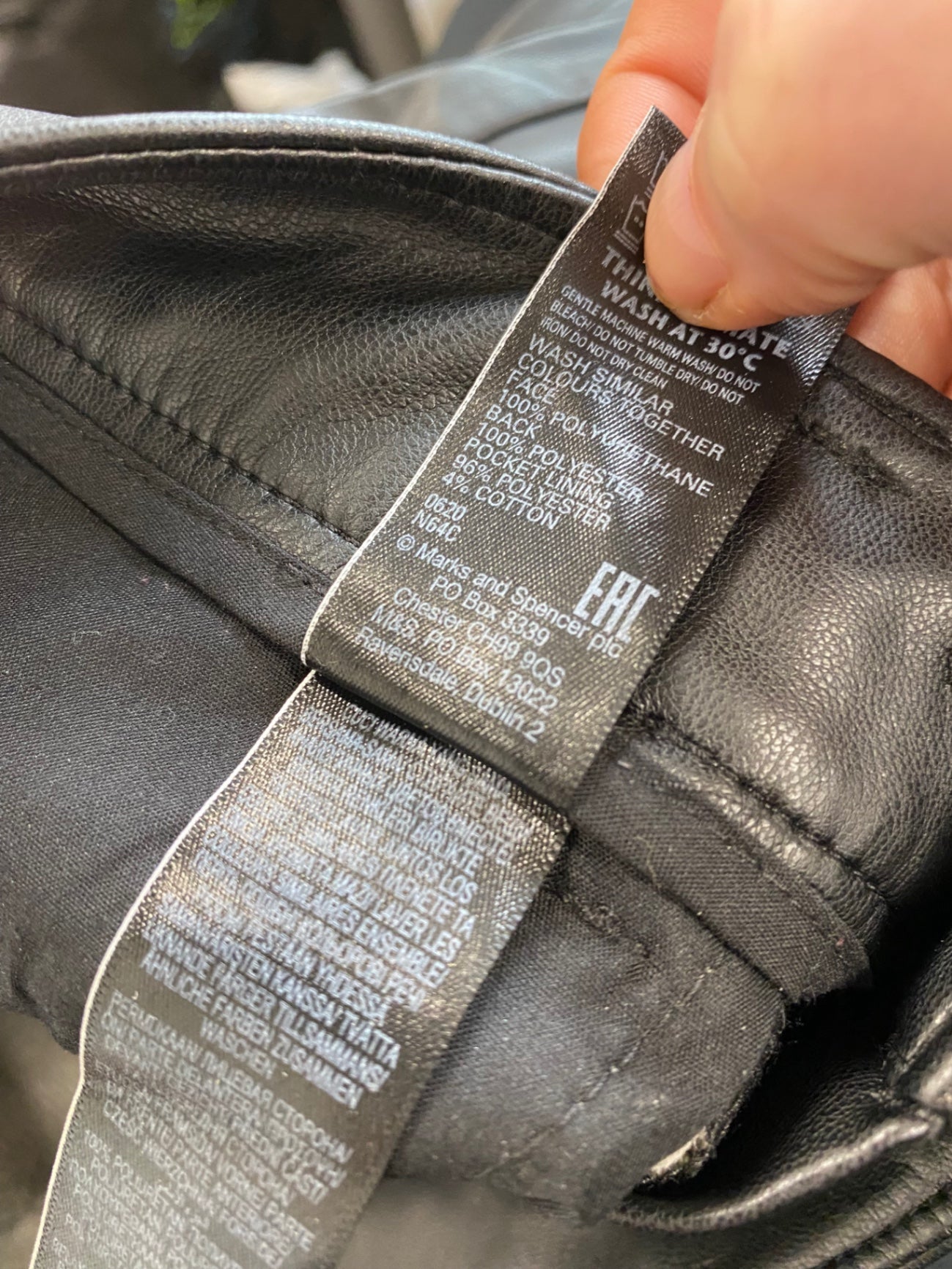 Fabulous M&S faux leather slim leg Trousers UK8 Black HT149