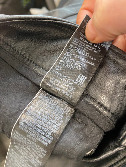 Fabulous M&S faux leather slim leg Trousers UK8 Black HT149