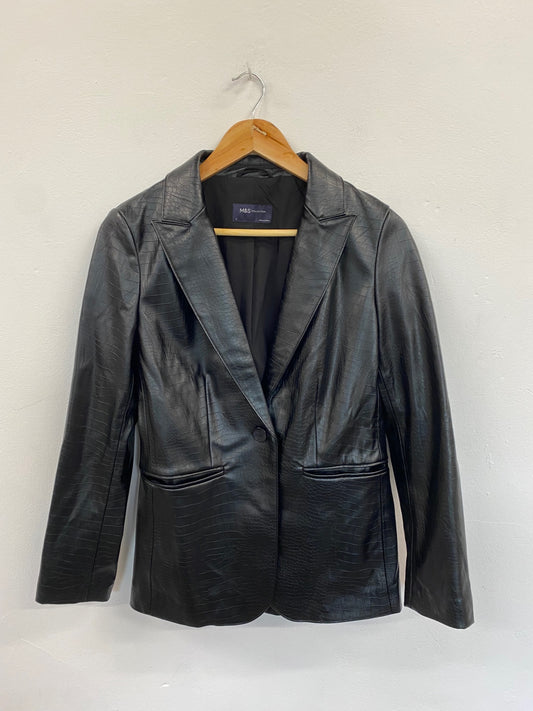 Amazing M&S Collection Blazer Uk8 Black Moc croc timeless classic HT149