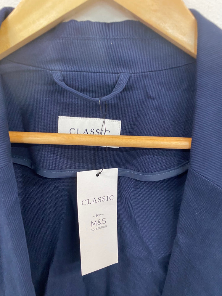 Fabulous M&S Classic Range lagenlook open Coat UK10 Navy Blue HT149
