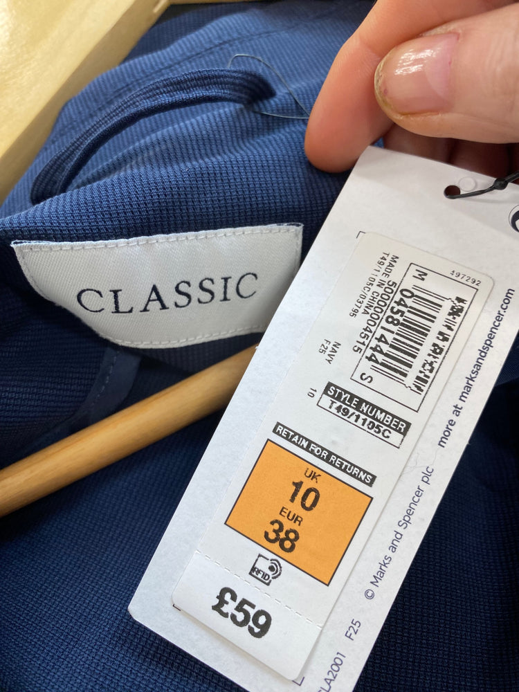 Fabulous M&S Classic Range lagenlook open Coat UK10 Navy Blue HT149