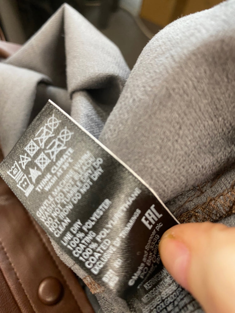 Fabulous M&S Collection faux leather longline Shirt UK8 Brown Chocolate HT149