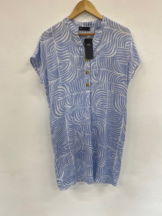 Fabulous M&S Tunic dress Uk8 Blue & white lightweight HT149