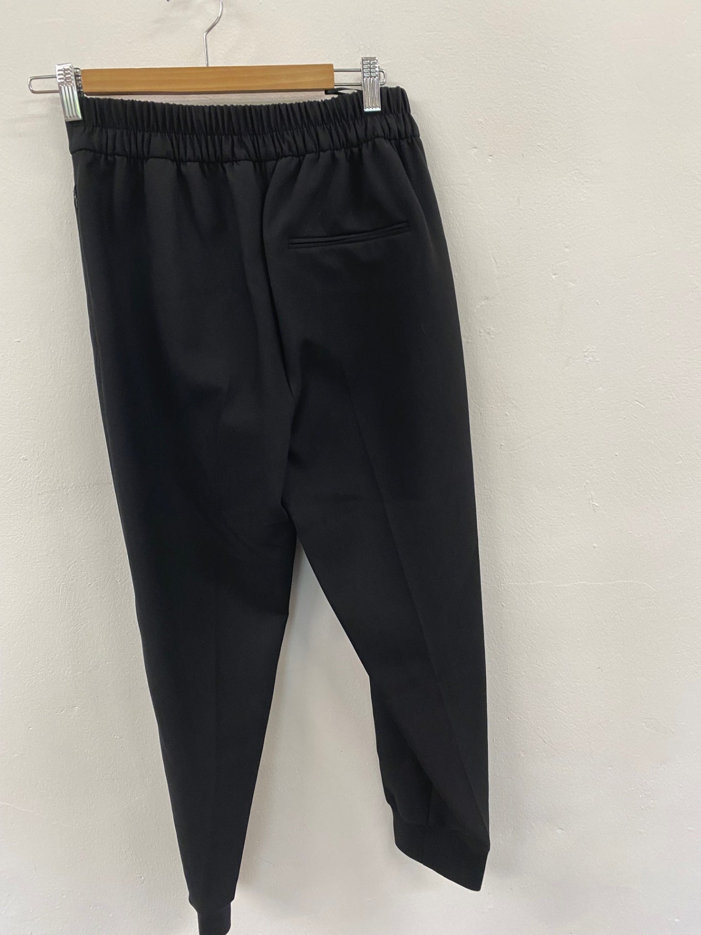 Amazing M&S Trousers tapered ankle grazers cuffed Uk8 Black new HT149