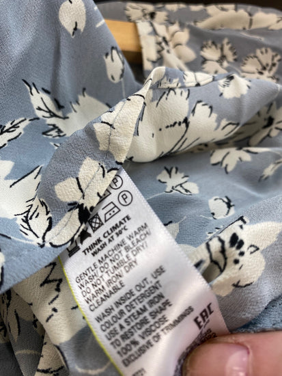 Fabulous M&S x GHOST lace trimmed ornate romantic Blouse UK8 Blue & cream HT149