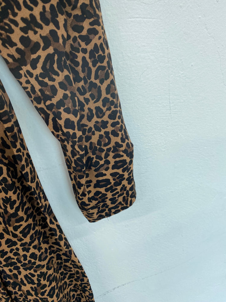 Fabulous M&S Tea Dress leopard print UK8 lightweight Midaxi HT149