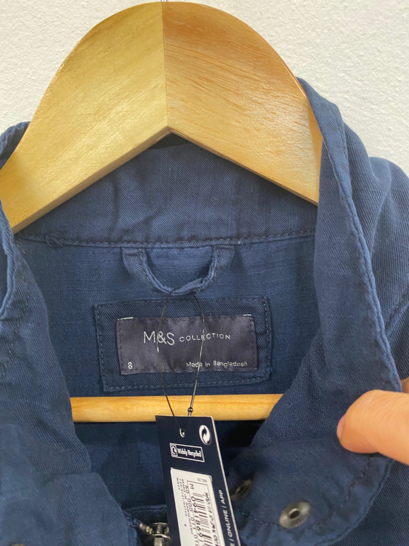 Amazing M&S Collection cotton blend Utility Jacket UK8 Navy new HT149