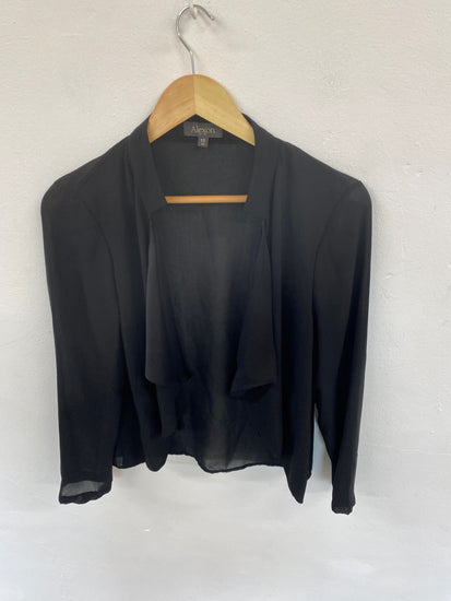 Fabulous Alexon lagenlook open front Blouse UK10 Black Occasion Party HT149