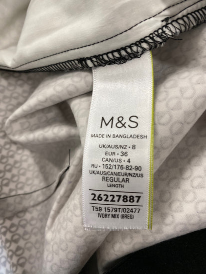 Amazing Marks and Spencer peg Trousers UK8 Black & White Monochrome HT149