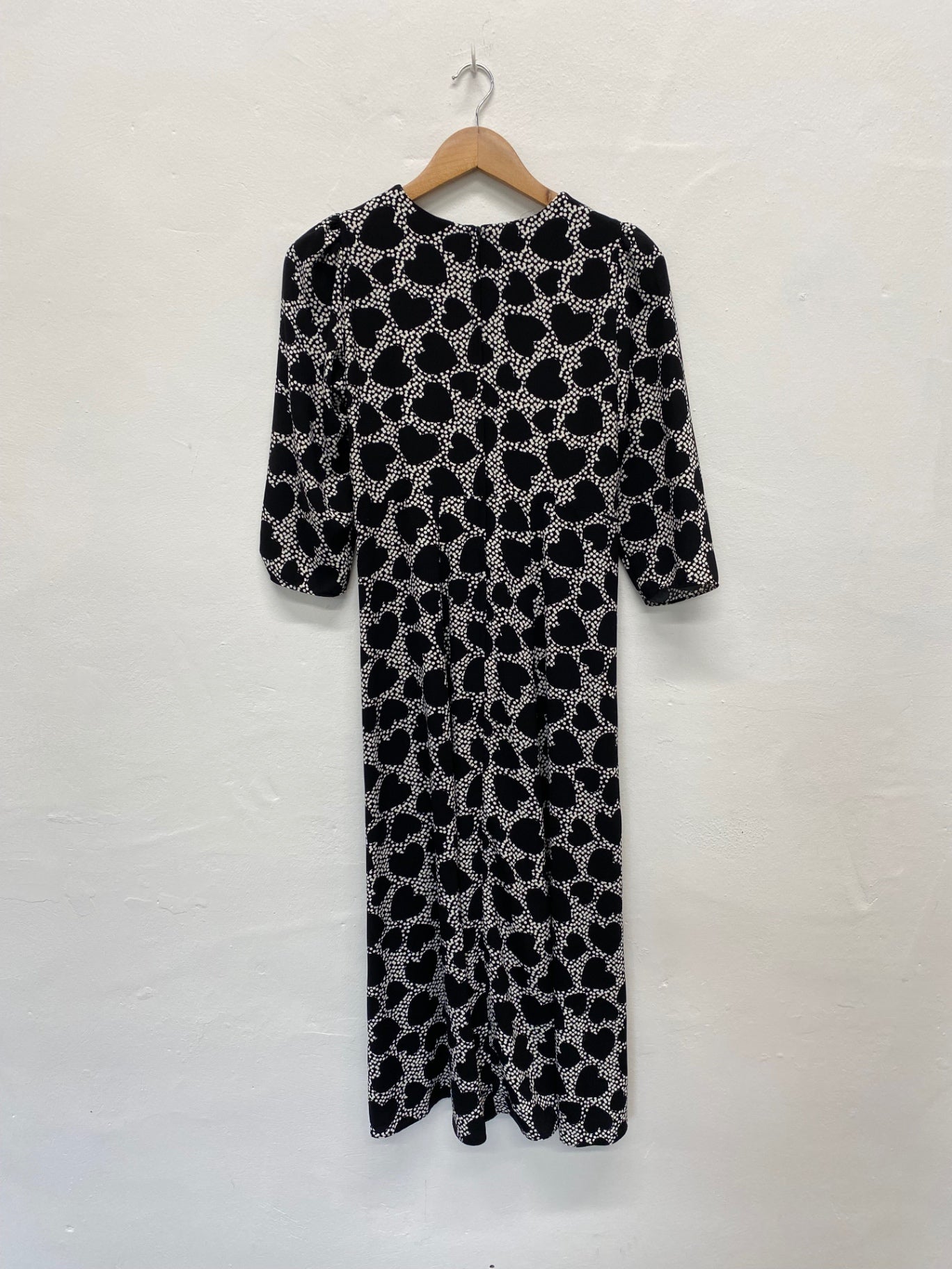 Dorothy Perkins Stylish Black Polkadot Hearts Midi Dress UK8 HT149