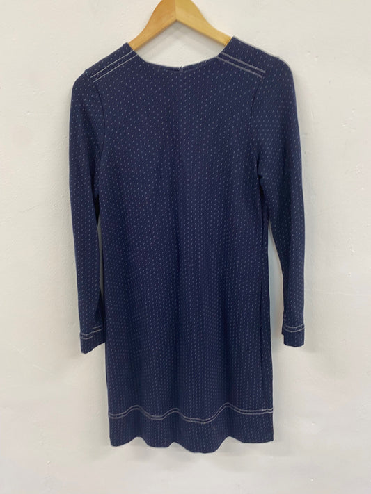 Amazing M&S Collection classic modest spot Dress UK10 Navy HT149