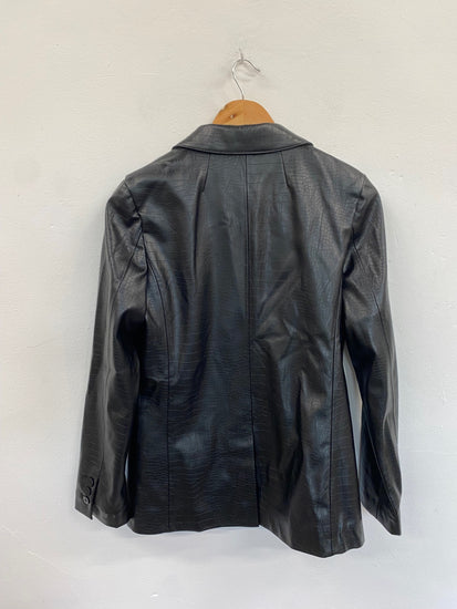 Amazing M&S Collection Blazer Uk8 Black Moc croc timeless classic HT149