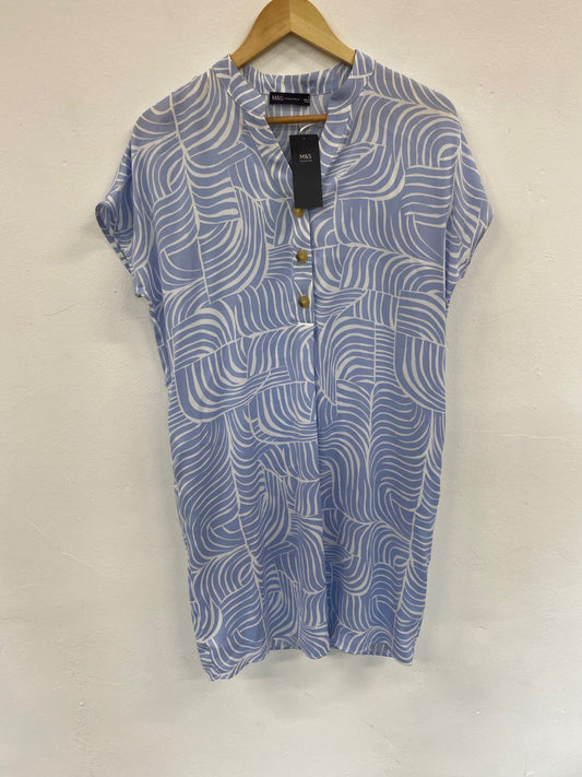 Fabulous M&S Tunic dress Uk8 Blue & white lightweight HT149
