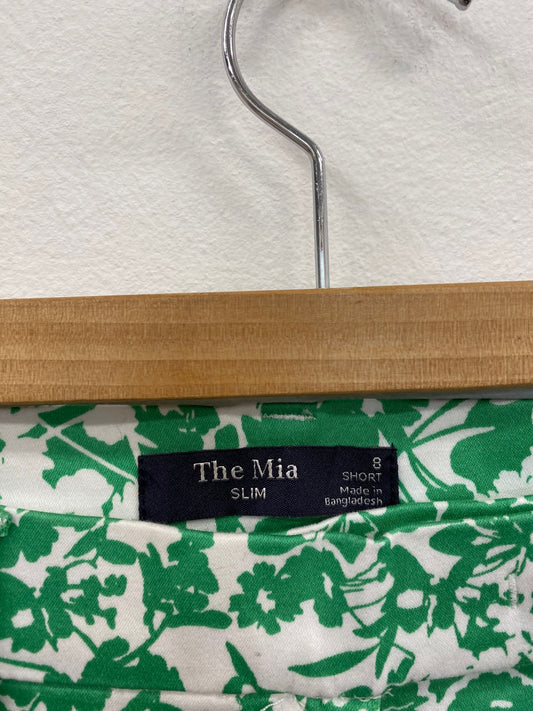 Amazing Marks & Spencers paisley floral Cropped trousers UK8 Short Green & White HL149