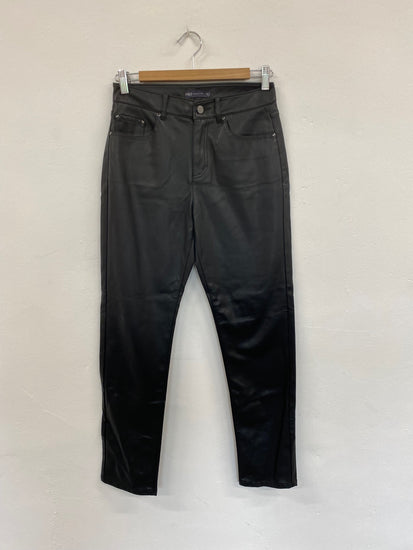 Fabulous M&S faux leather slim leg Trousers UK8 Black HT149