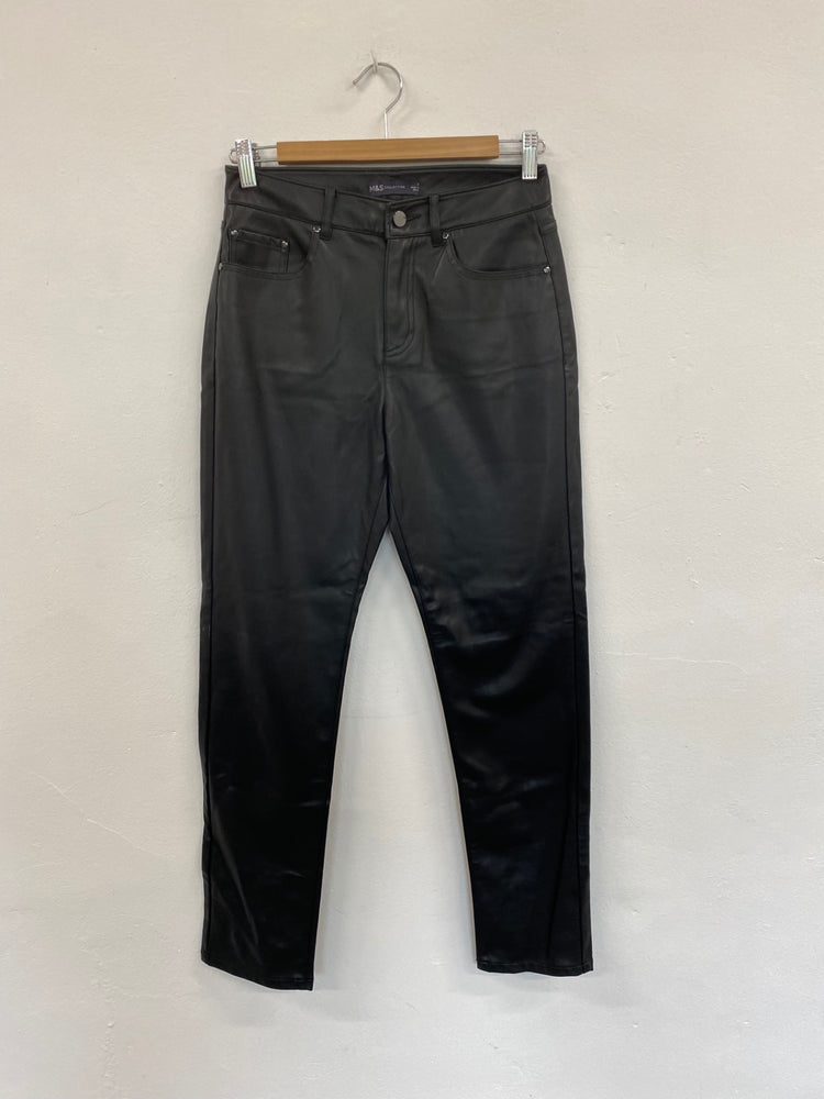 Fabulous M&S faux leather slim leg Trousers UK8 Black HT149