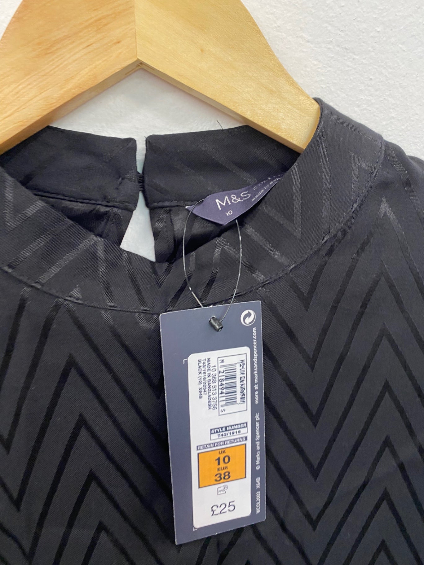 Amazing M&S Blouse UK10 Black high neck formal classic HT149