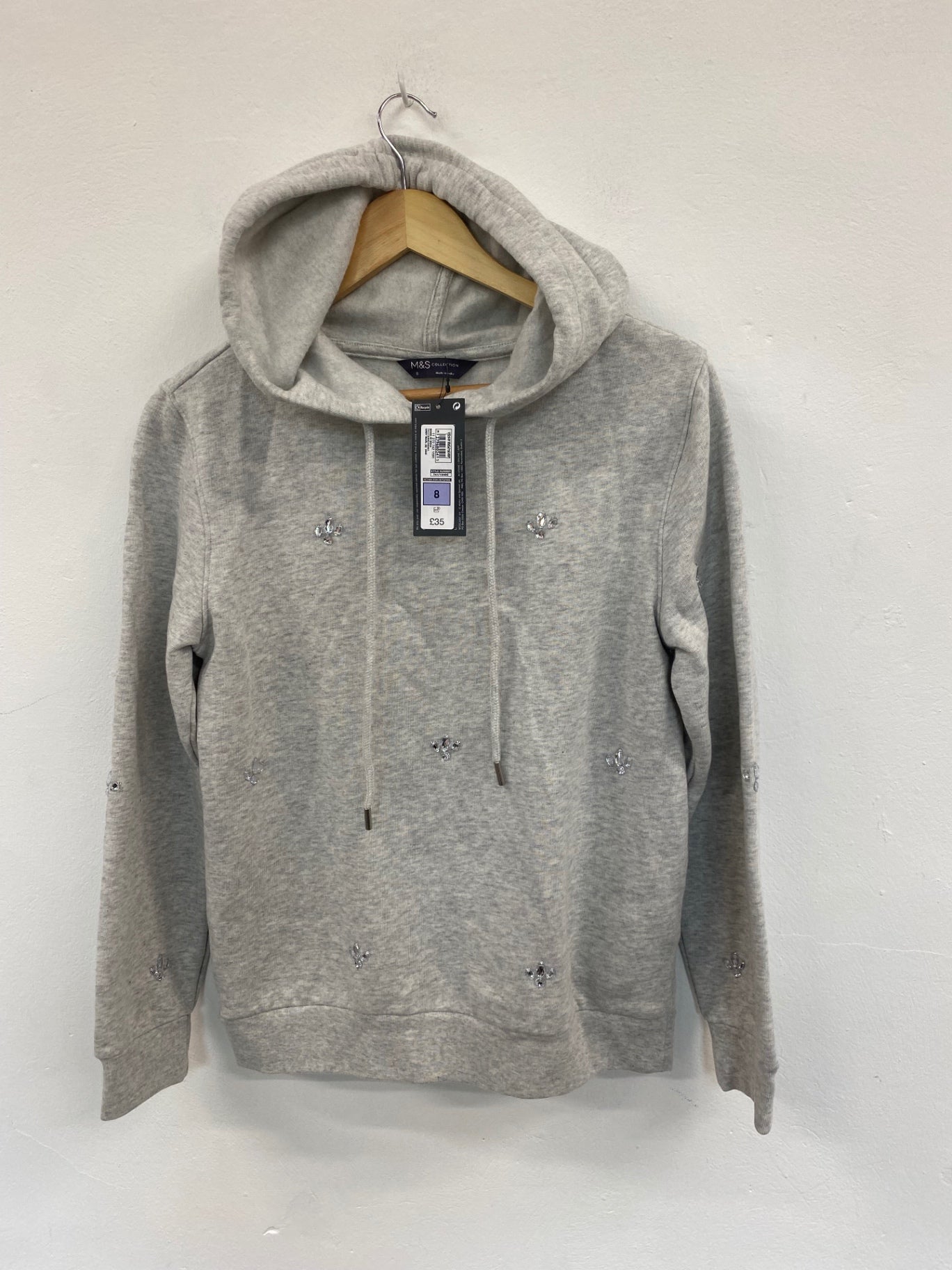 Fabulous M&S Collection embellished sparkle Hoodie UK8 Grey New HT149
