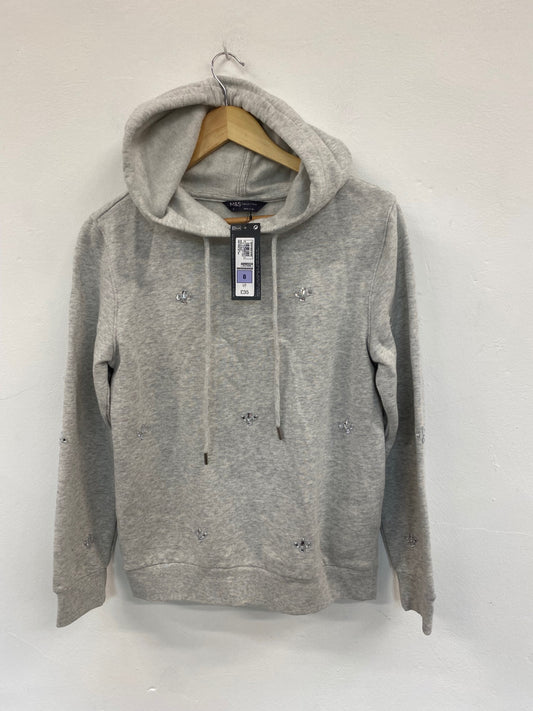 Fabulous M&S Collection embellished sparkle Hoodie UK8 Grey New HT149