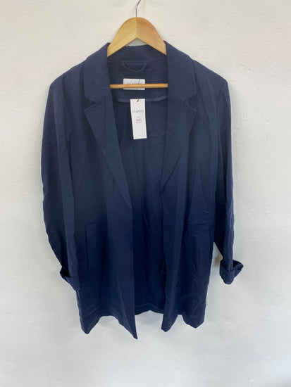 Fabulous M&S Classic Range lagenlook open Coat UK10 Navy Blue HT149