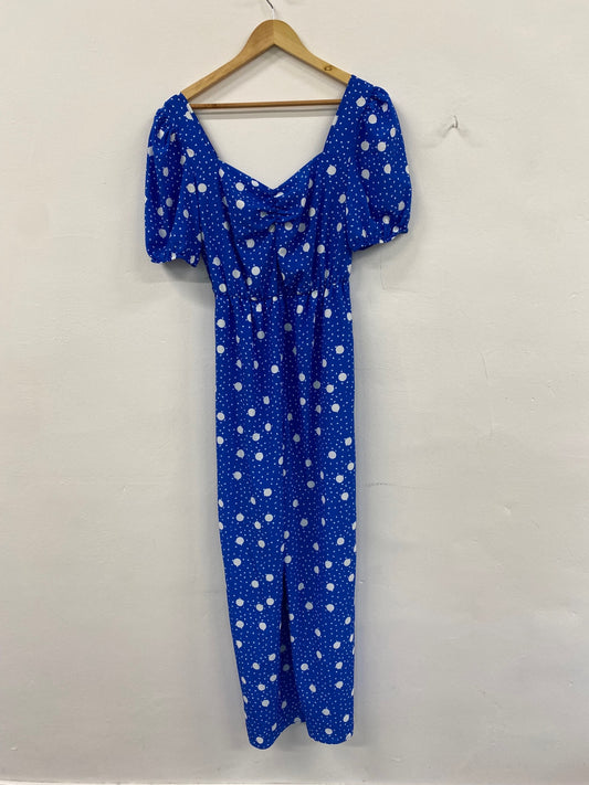 Amazing George spotty puff sleeve Jumpsuit UK8 Blue HT149