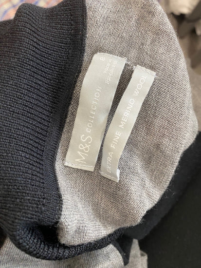 Fabulous Marks & Spencers turtleneck UK8 Black grey HT149