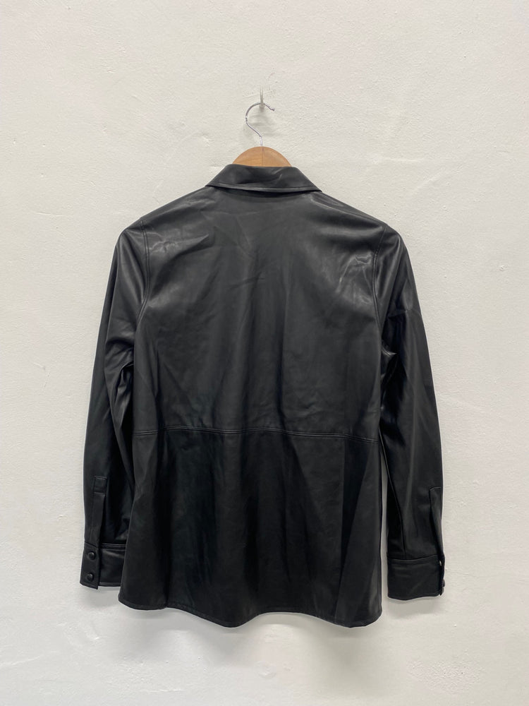 Fabulous M&S Faux Leather Shacket UK8 Black HT149